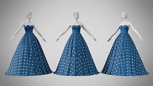 3D Dress 48 Teal Blue model