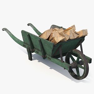 Old Wheelbarrow and Firewood 3D model