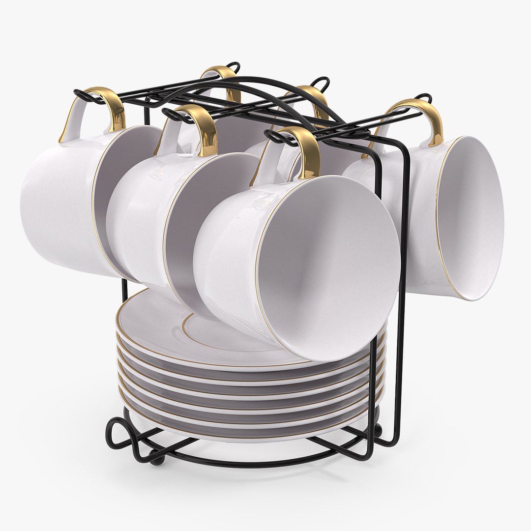 Stainless Steel Coffee Cup Holder Set 3D model preview