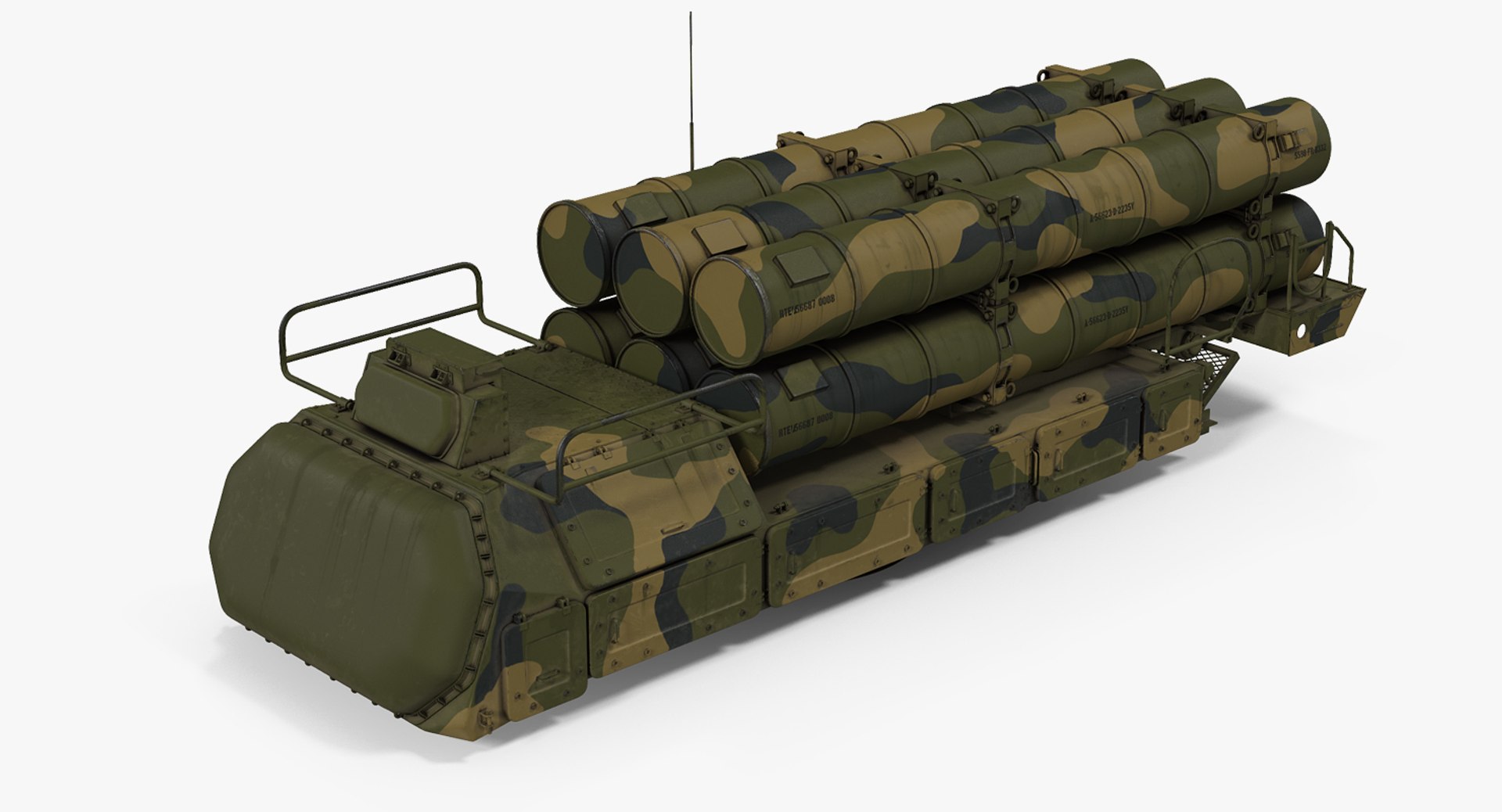 Rockets with Radar Camo Air Defence System 3D Model 3D model preview