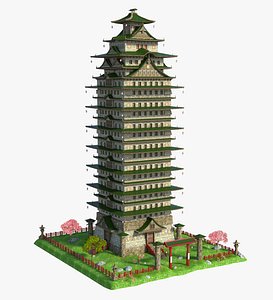 3D model tower fantasy asia