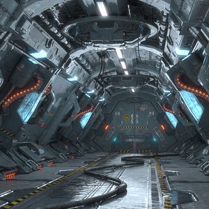 dirty corridor sci fi model