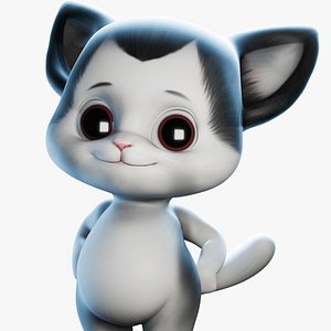 3D Cat cartoon character Rigged model