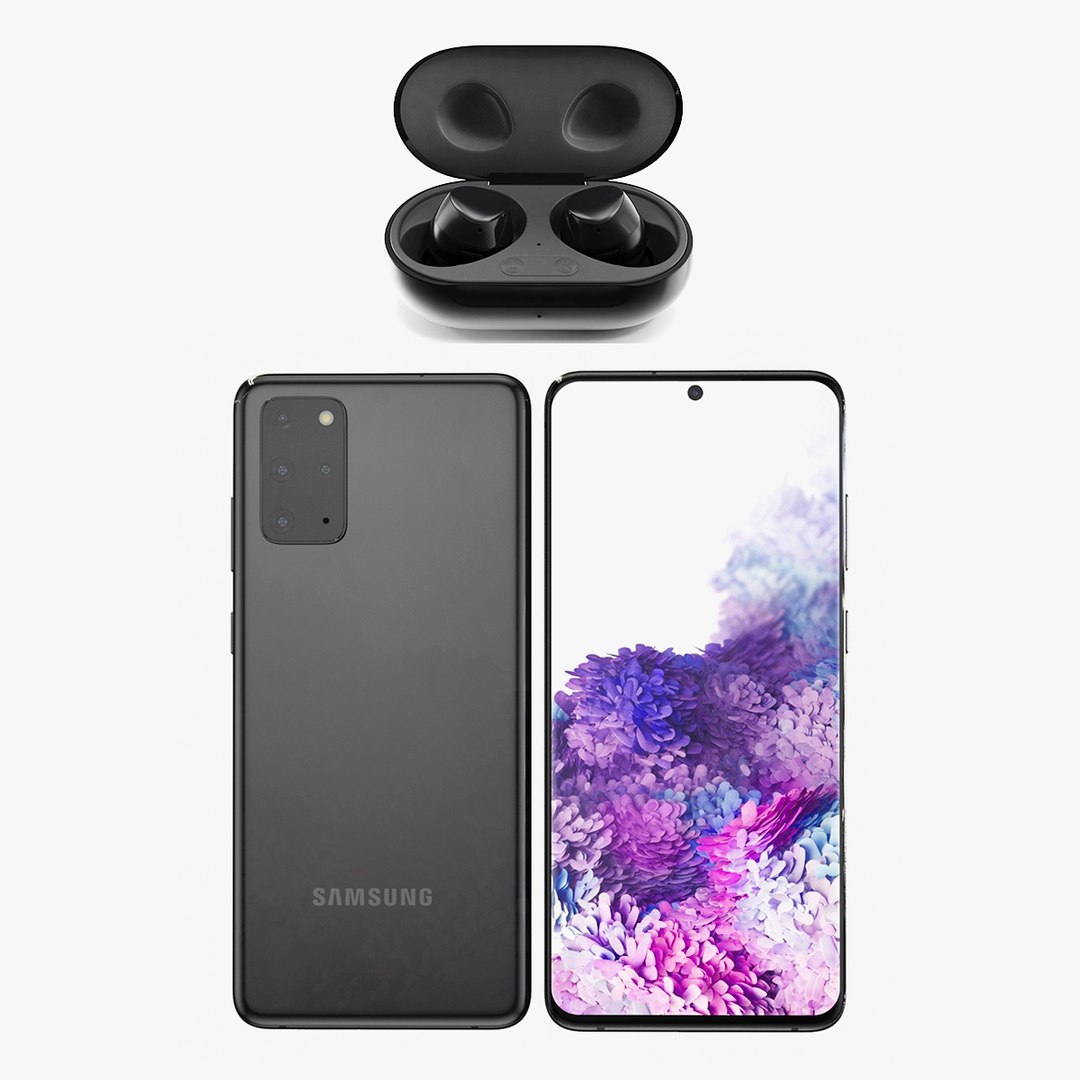 Samsung Galaxy S20 Plus and Buds Plus with Charging Case Collection 3D model preview