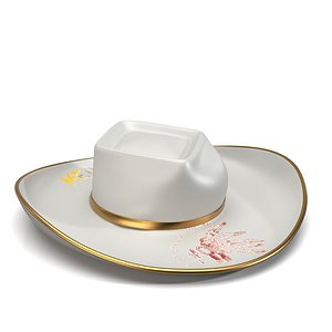 3D Hat 22 K Gold Western Ranching Decor model