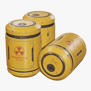 3D model Sci-Fi Radioactive Barrel 6 Color Options LODs - PBR Game Ready Low-poly