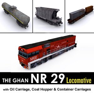 NR 29 Locomotive with cargo carriages 3D model