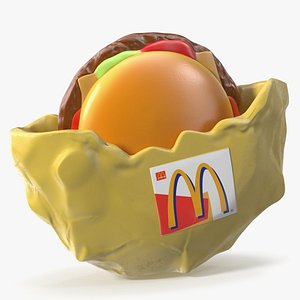 Vintage McDonalds Cheeseburger Toy in Packaging 1989 3D model