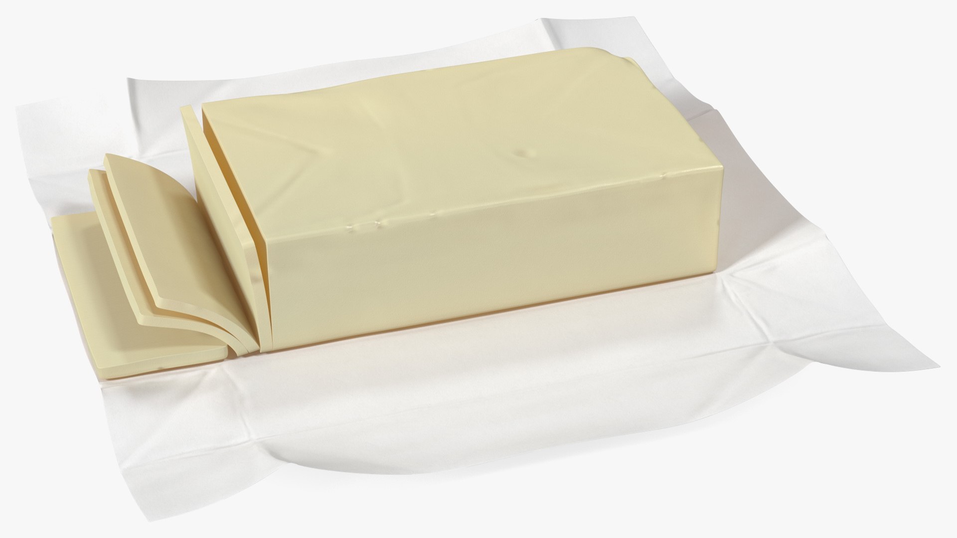 Sliced Butter in Open Foil Packaging 3D model preview