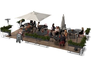 Modern Outdoor Cafe and Street Bistro Restaurant Scene