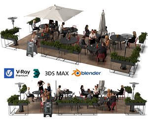 Modern Outdoor Cafe and Street Bistro Restaurant Scene