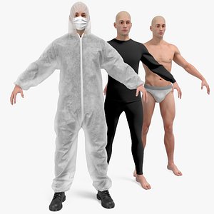 Protective Disposable Jumpsuit with Underwear on Male