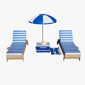 Blue Beach Vacation Essentials Collection 3D Model PBR
