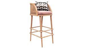 Rimma rattan bar stool DR78 3D model
