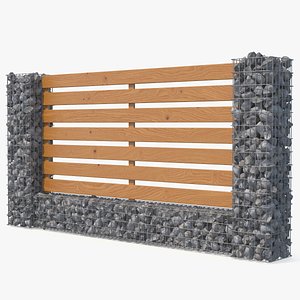 Gabion and Wood Fence Section model