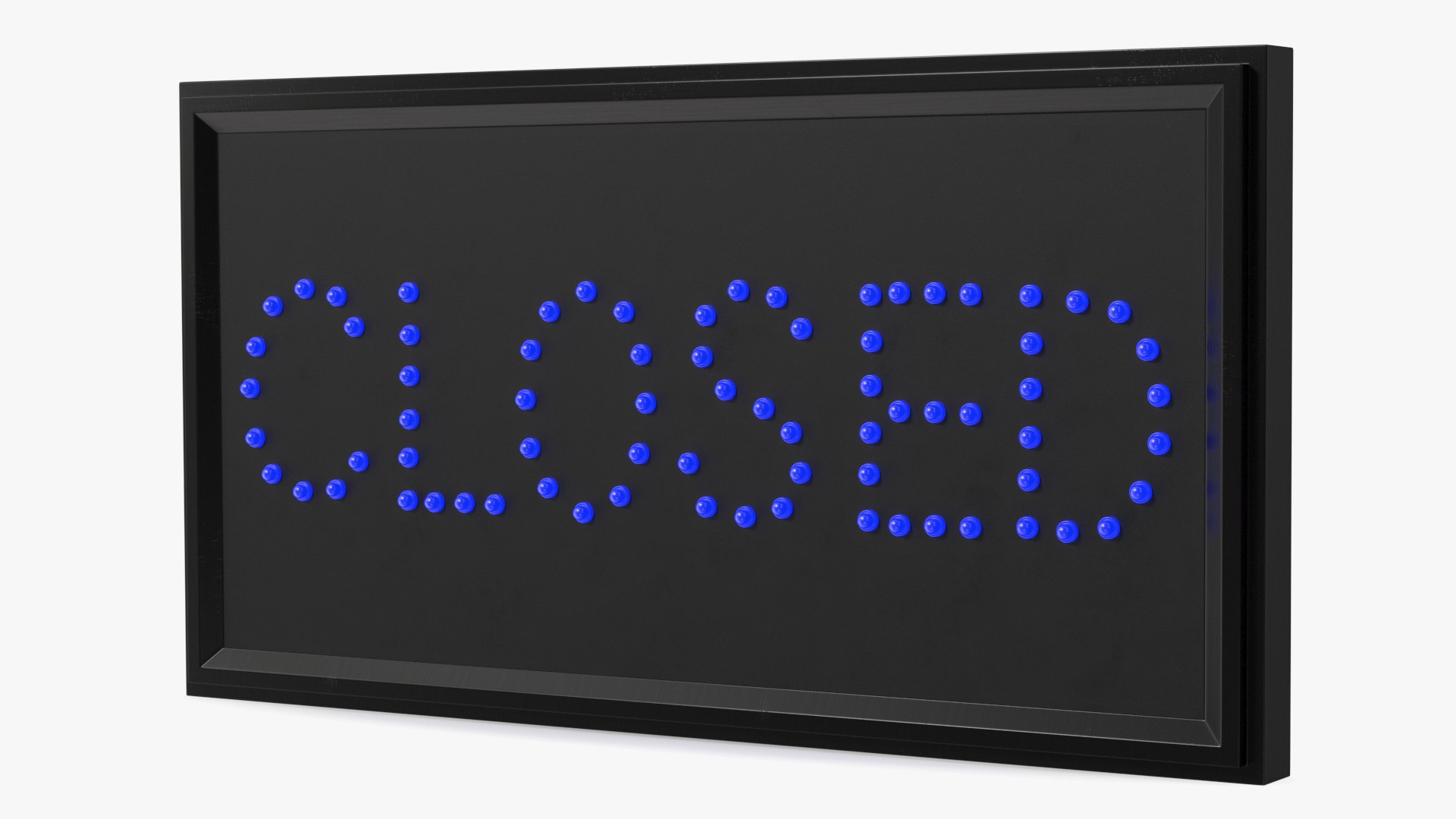 Classic Blue LED Sign Closed ON 3D model preview