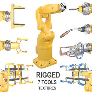 Industrial Robotic Arm +7 tools model Rigged