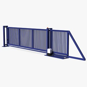 3D Commercial Sliding Gates Blue