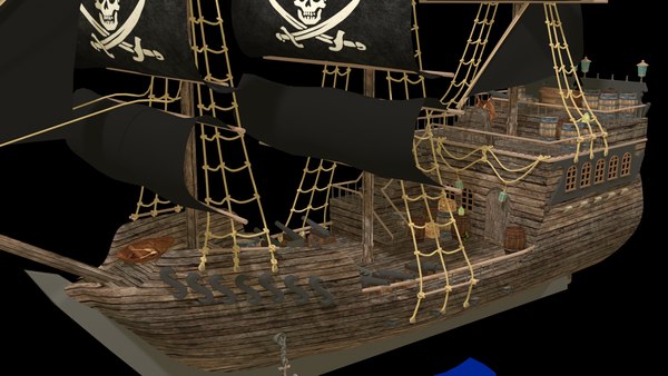 3D 3ds Max pirate ship.connan ball.connon.war.sea.monster.gemi.korsan