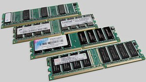 3D model Hi-poly PC memory modules RAM DDR1 SDRAM Crucial Patriot