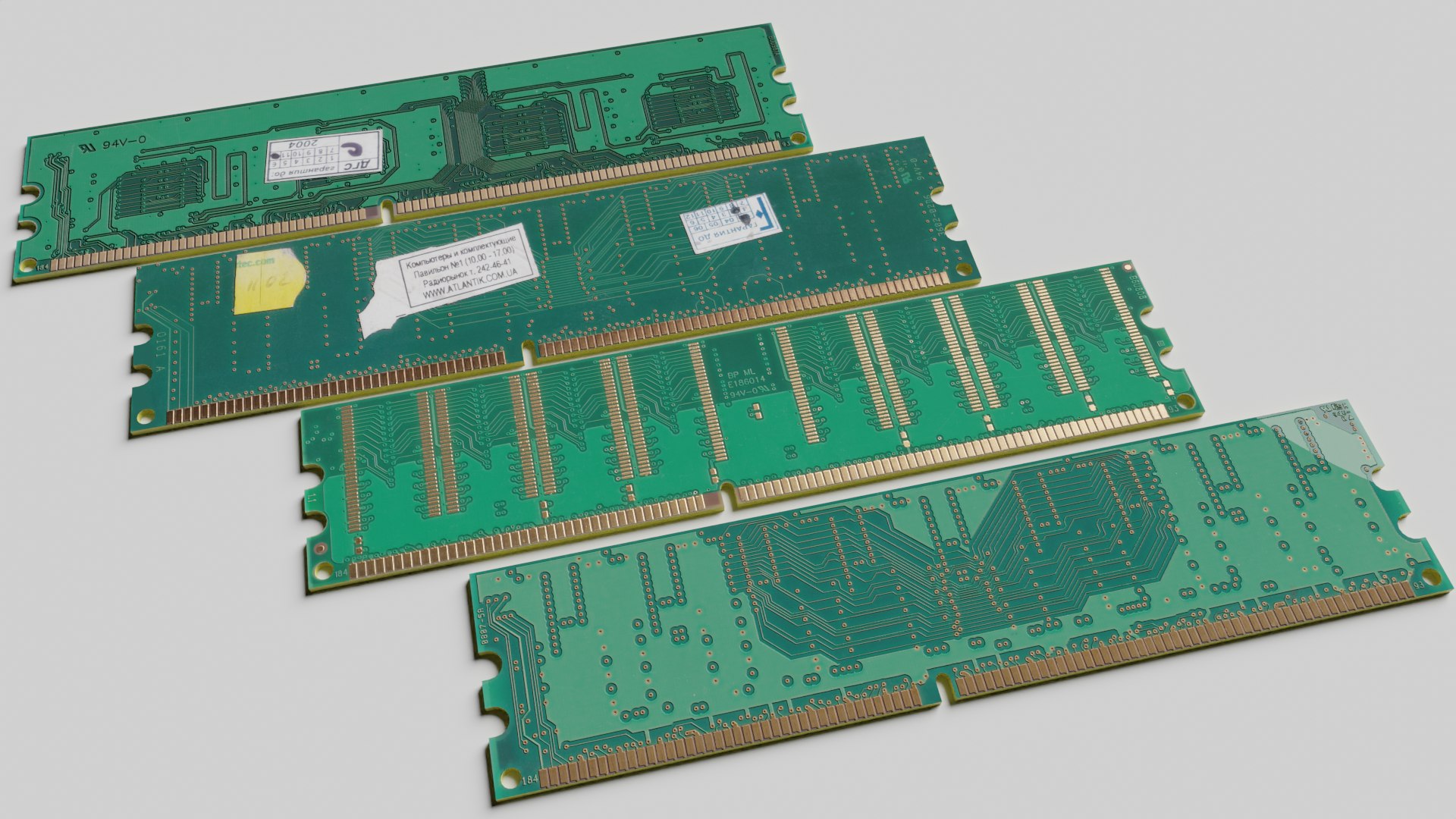 3D Model Hi-poly PC Memory Modules RAM DDR1 SDRAM Crucial Patriot ...