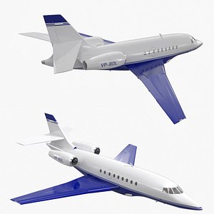 Falcon Business Jet Dassault 2000 Simplified Rigged for Cinema 4D model