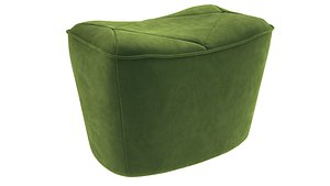 3D model Green poof ottoman bench with stitched seat
