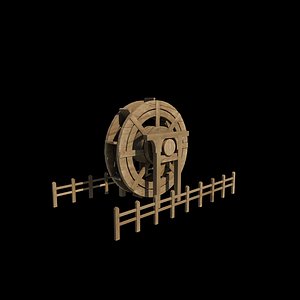 wooden water wheels 3D model