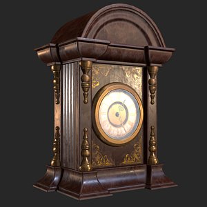 3D old antique table clock model