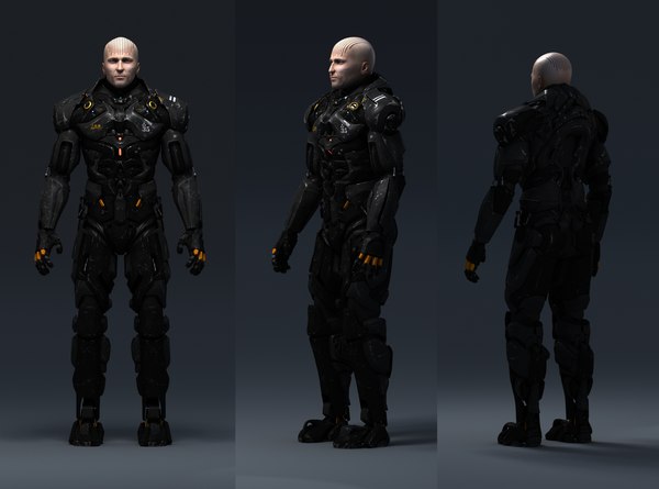 3d model cyborg polygons