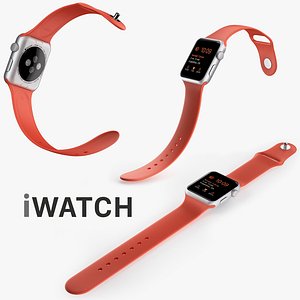 Apple Watch 42mm Silver Aluminum Case with Open Orange Sport Band