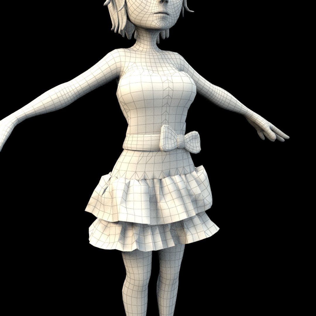 Cartoon Young Woman 3d Model Turbosquid 1977530