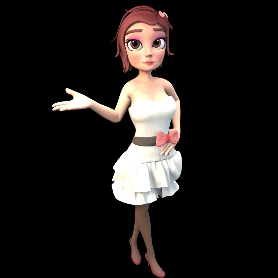 Cartoon Young Woman 3d Model Turbosquid 1977530