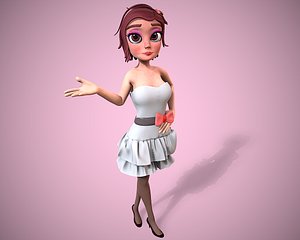 cartoon young woman 3D model