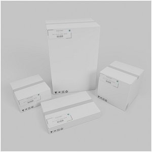 White Cardboard Box E-Commerce Quad– Rigged and Customizable