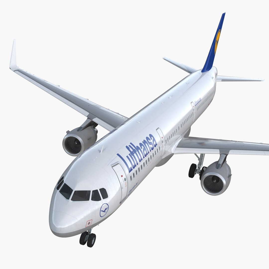 Airbus A321 with Interior and Cockpit Lufthansa Rigged 3D model preview