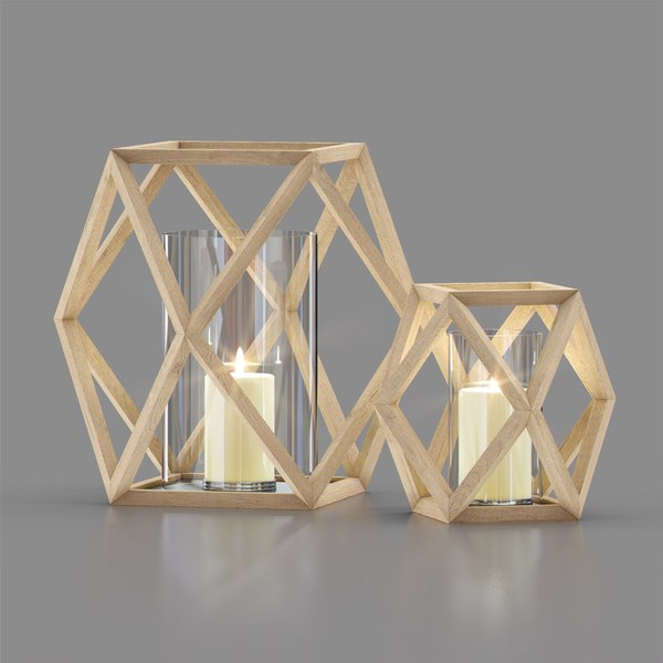 3D angular wood lanterns