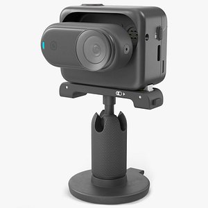 Portable Action Cam with Touch Display on Stand Black