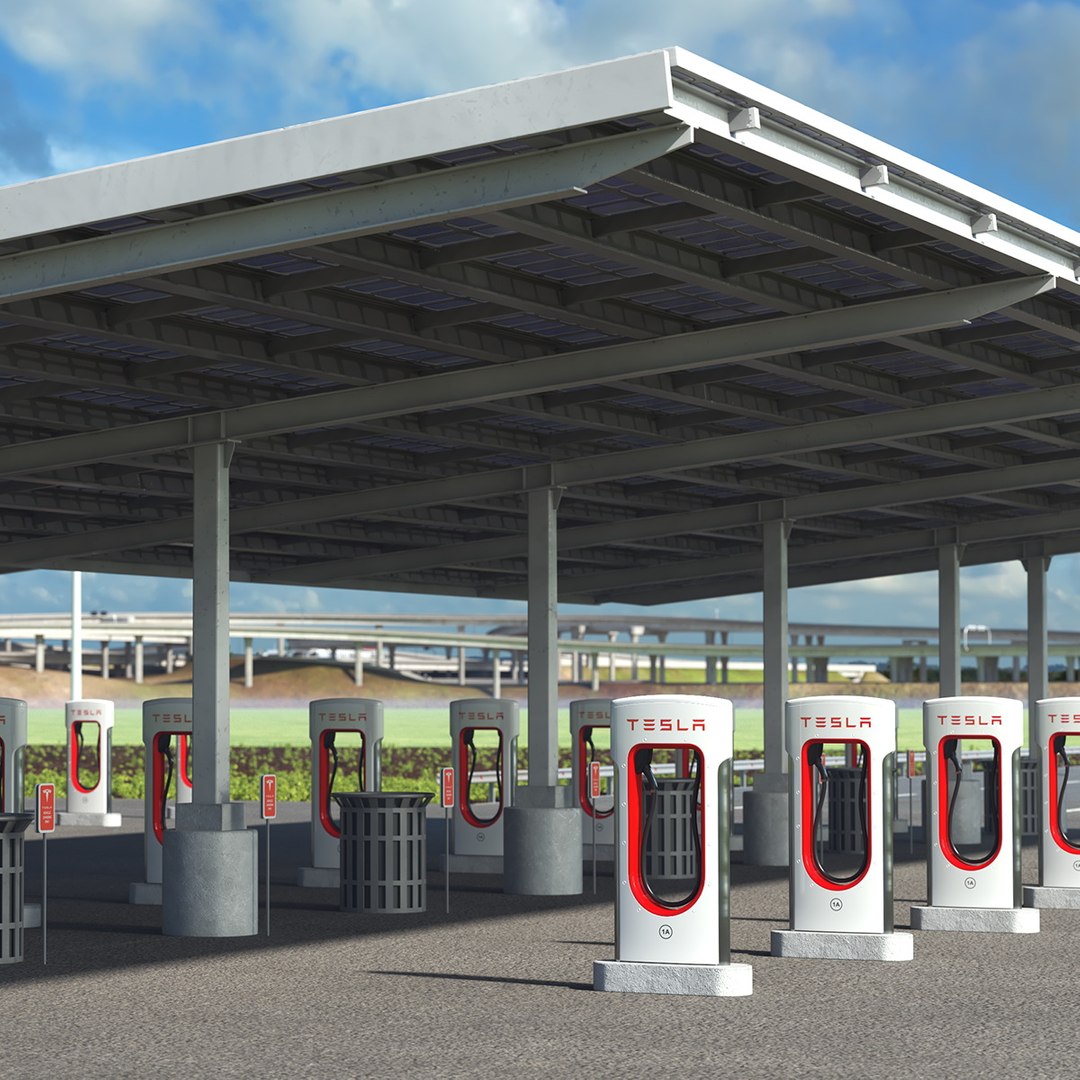 Tesla Supercharger Station 3D model preview
