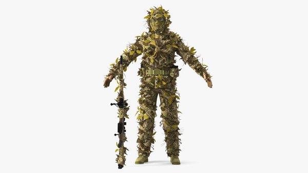スナイパーギリースーツ ACU（ギリースーツ装備のスナイパー3D