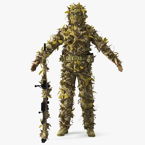 Sniper in Ghillie Suit Rigged