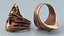 Vintage Abstract Face Ring Worn Bronze
