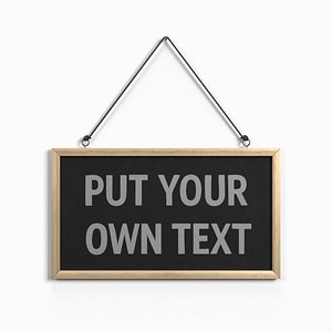 Display Sign - Rectangular Wooden Wall Message Board 3D