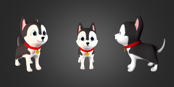 3D cute cartoon serbian husky