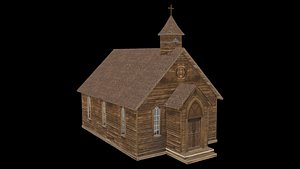 3D Wooden Church Low Poly