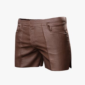 3D Brown Leather Shorts - Game-Ready 3D Clothing