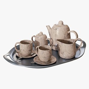 3D marble tea set