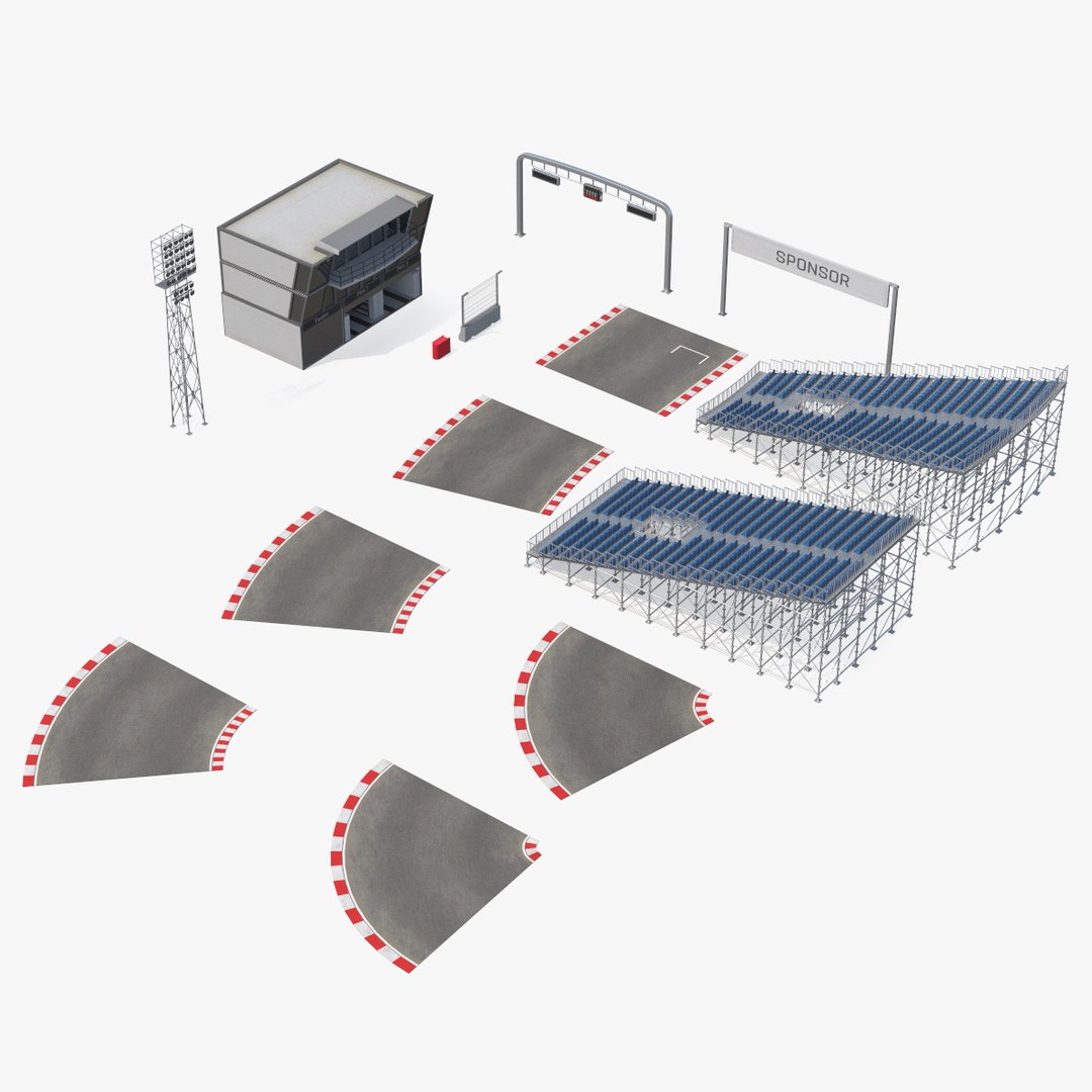 Race Track Formula 1 Set 3D model preview