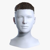 Textured Caesar Crop Brown Hair with High Fade 3D Asset