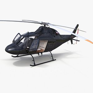 3D Utility Helicopter Black Simplified Rigged